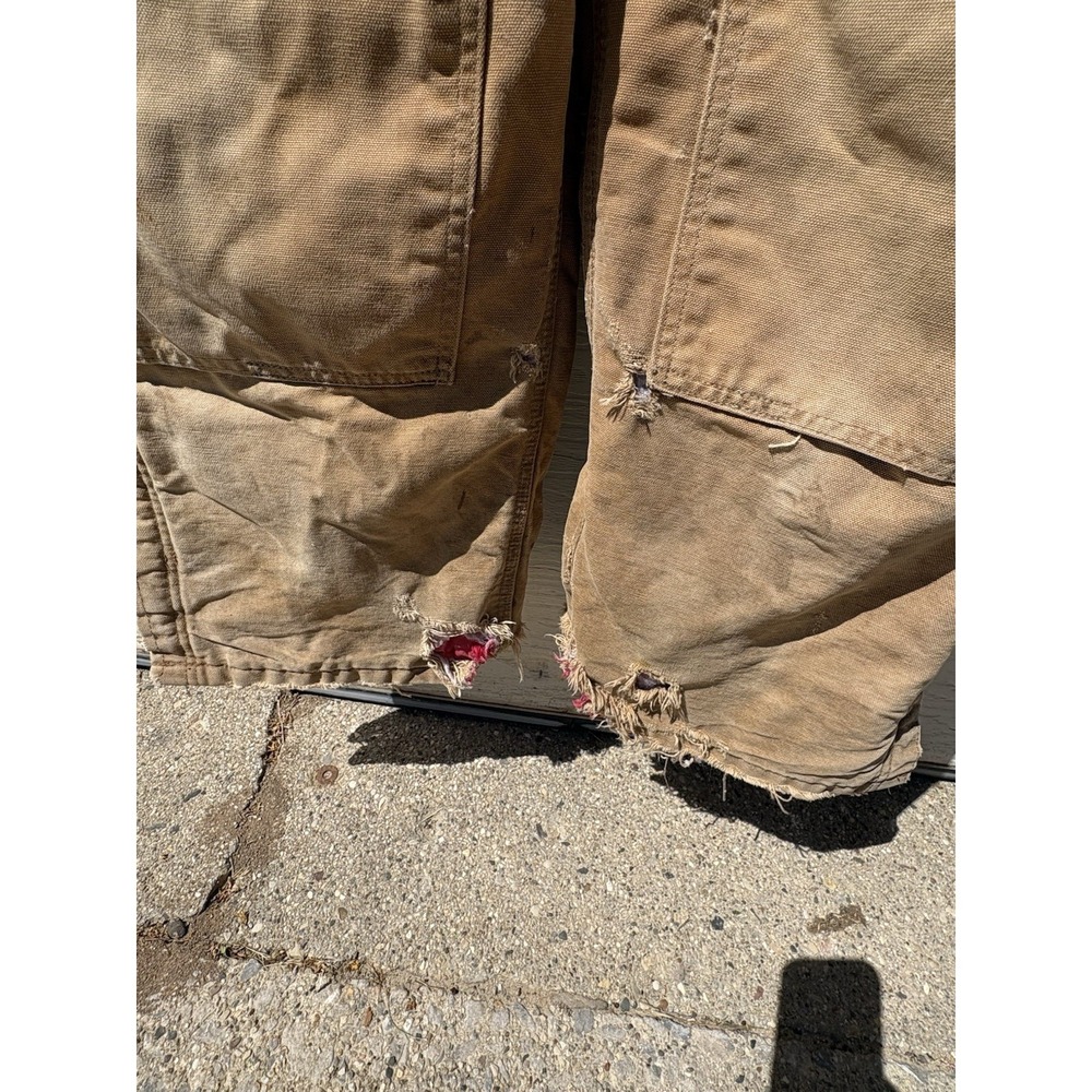 VTG Carhartt Men's Denim Bib Overalls 42 X 27" Union Made in USA Double Knee - Picture 5 of 11